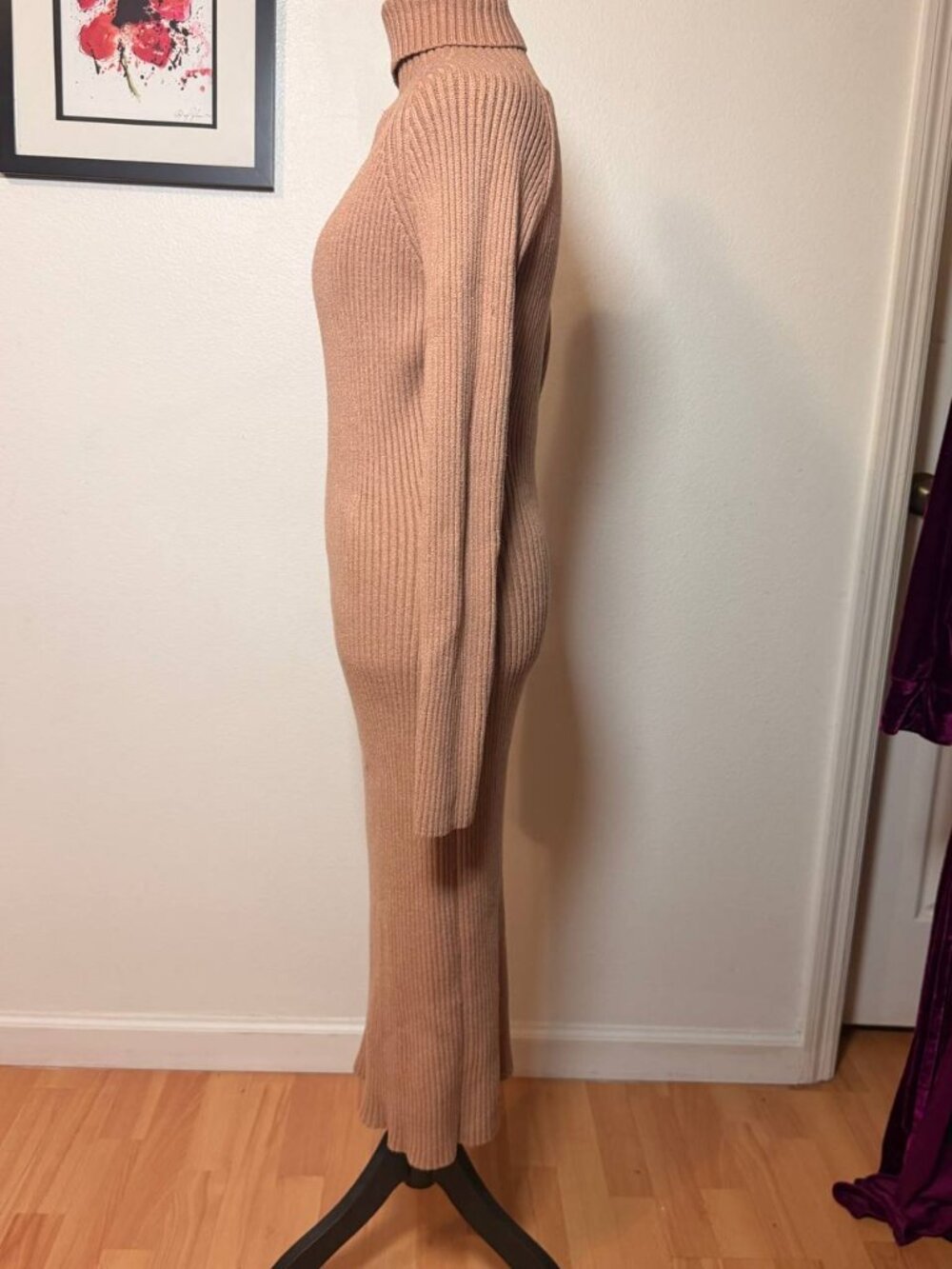 Forever 21 Camel Ribbed Turtleneck Sweater Dress  Quiet Luxury, Old Money Style - Picture 5 of 9